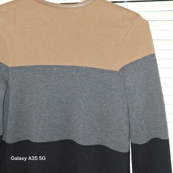 Colorblock Open-Front Cardigan With Faux Leather Trim Pockets By Charter Club Si - Picture 5 of 8